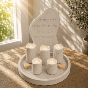סט 5 נרות שבת וברכה מעוצבת
